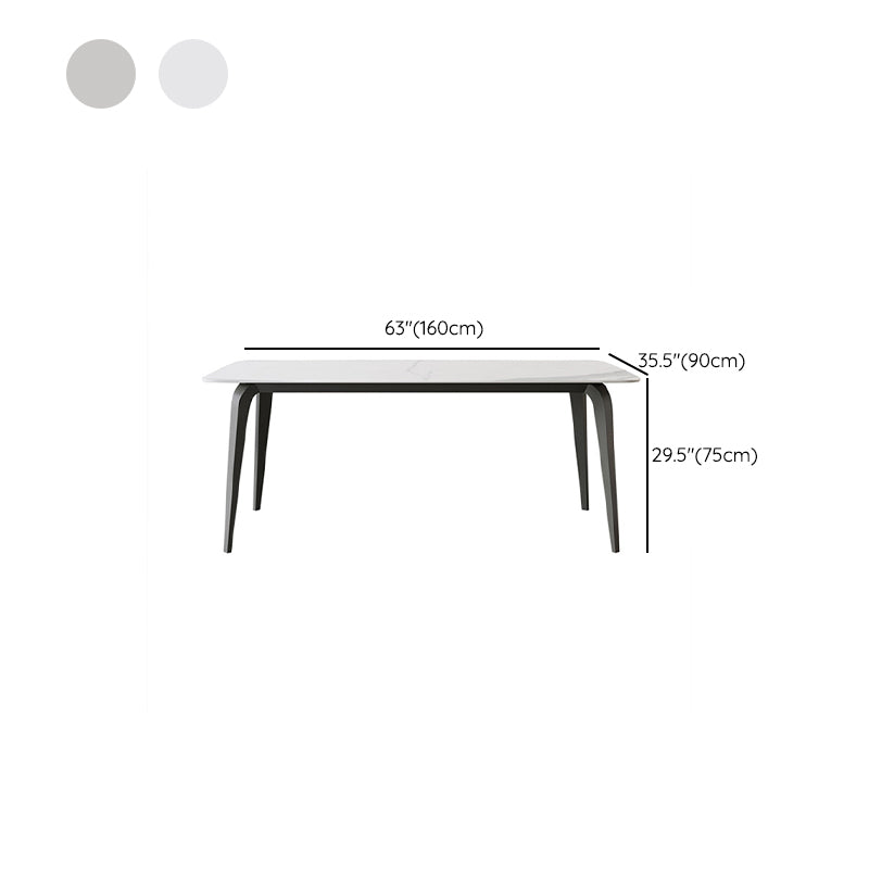 Mid-Century Dining Room Table Rectangle Stone Dinette Table for Kitchen