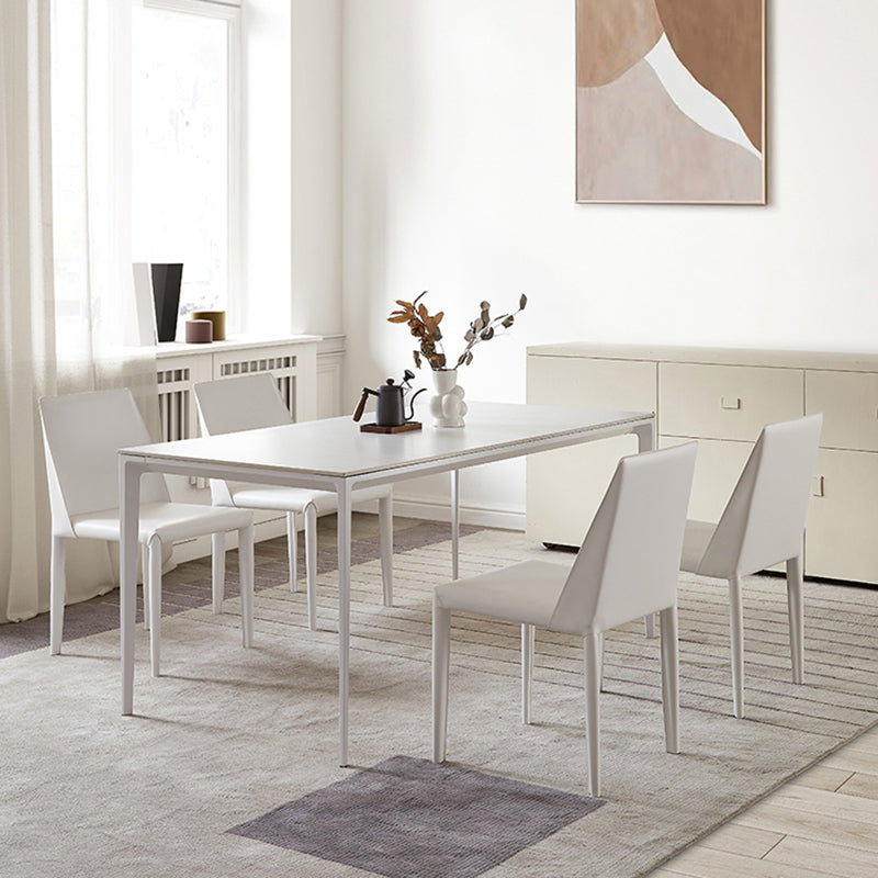 White Stone Dinette Table Set with Metal Frame 1/2/5 Pieces Modern Dining Set