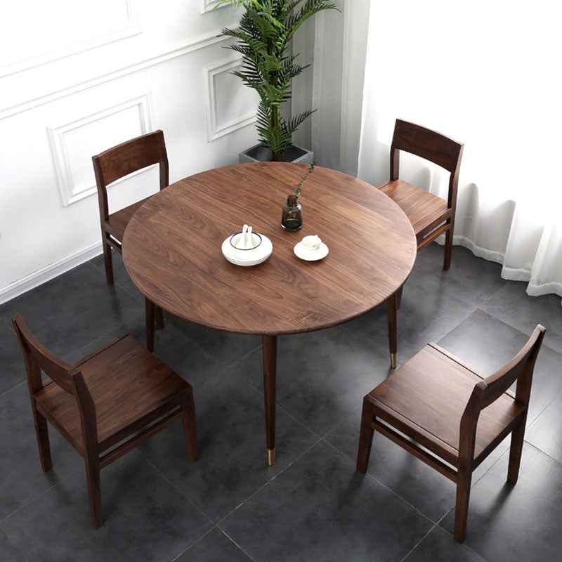 Contemporary 1/2/5/6 Pieces Furniture Round Solid Wood Dining Set in Brown