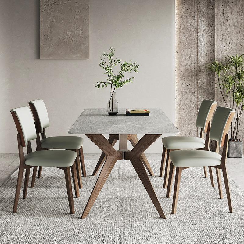 Contemporary Dinette Set with Wooden Frame 1/4/5 Pieces Dining Table Set with Green Chairs