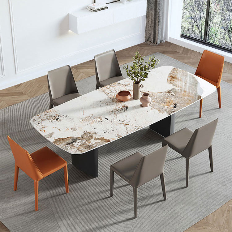 White Stone Dining Table Set 1/2/5/7 Pieces Glam Dinette Set for Kitchen