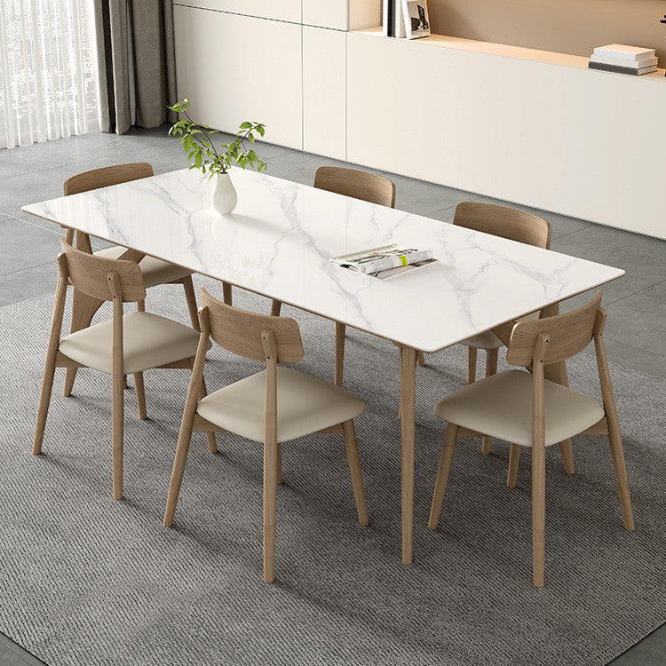 Contemporary Style 1/2/5/7 Pieces Dining Chairs Set Rectangle Stone Furniture in White