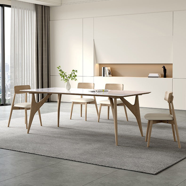 Contemporary Style 1/2/5/7 Pieces Dining Chairs Set Rectangle Stone Furniture in White