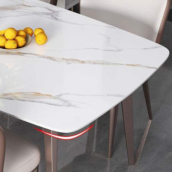 Contemporary Style 1/2/5/7 Pieces Dining Chairs Set Stone Rectangle Furniture in White