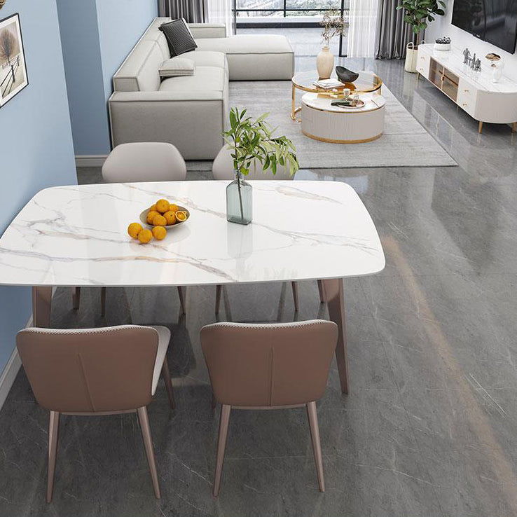 Contemporary Style 1/2/5/7 Pieces Dining Chairs Set Stone Rectangle Furniture in White