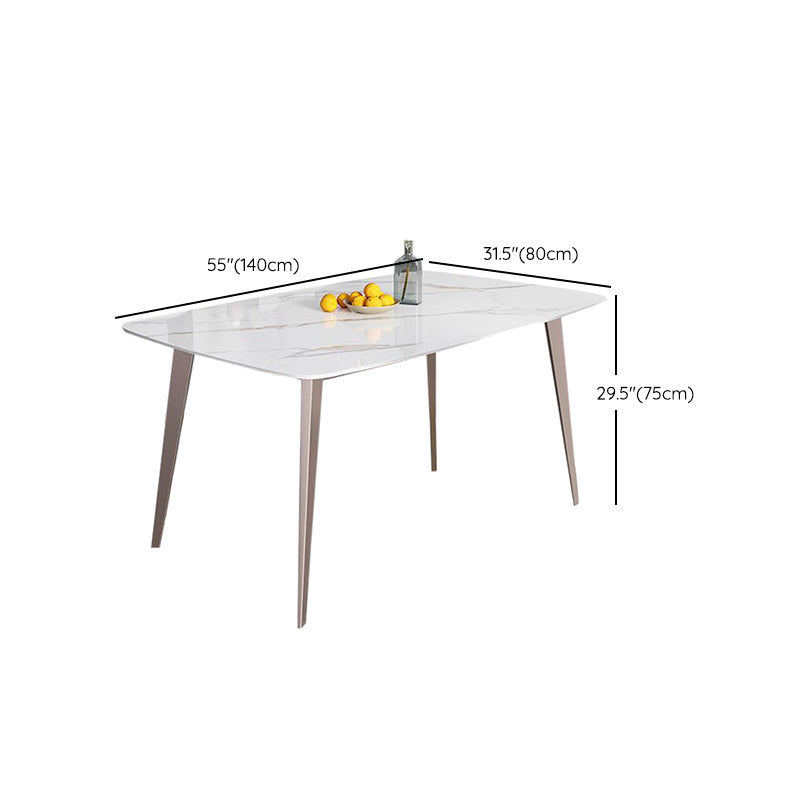 Contemporary Style 1/2/5/7 Pieces Dining Chairs Set Stone Rectangle Furniture in White