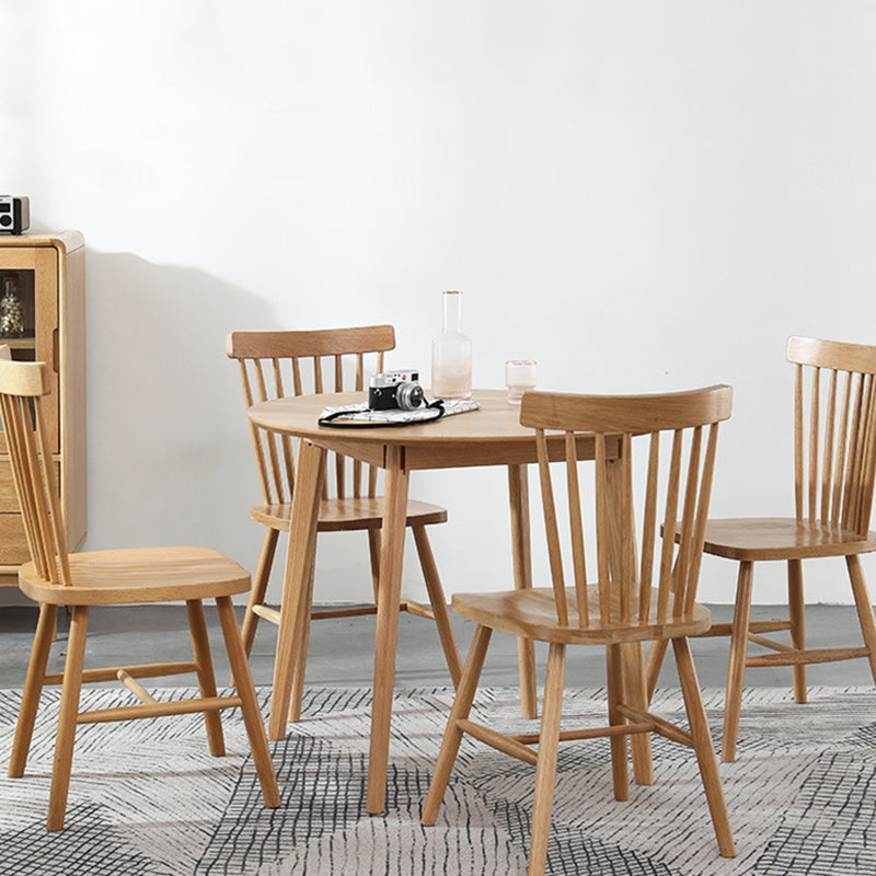 Modern Oak Wood Dining Set 1/2/3/5 Pieces Brown Dinette Set with Chairs