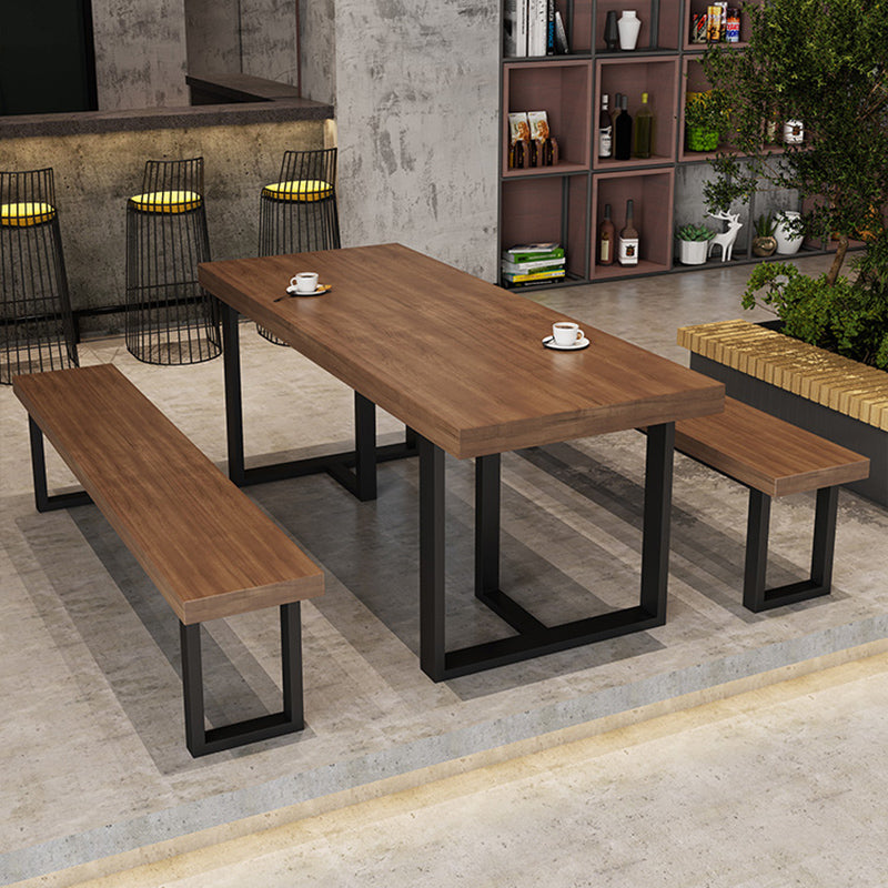 Fixed Industrial Dining Set 1/3/5 Pcs Brown Solid Wood Furniture for Home