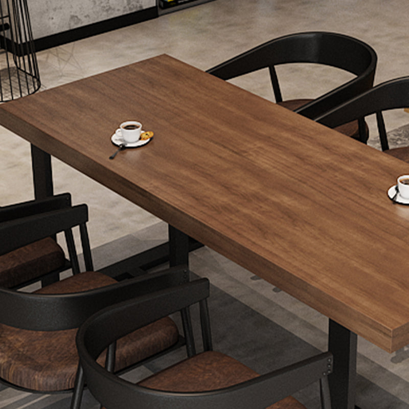 Fixed Industrial Dining Set 1/3/5 Pcs Brown Solid Wood Furniture for Home