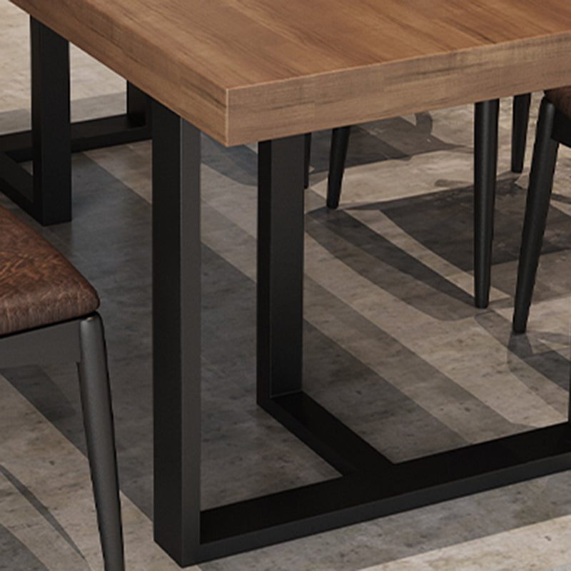 Fixed Industrial Dining Set 1/3/5 Pcs Brown Solid Wood Furniture for Home