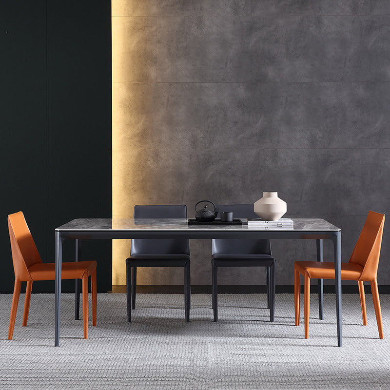 Contemporary Style 1/2/5/7 Pieces Dining Chairs Set Stone Rectangle Furniture in Gray