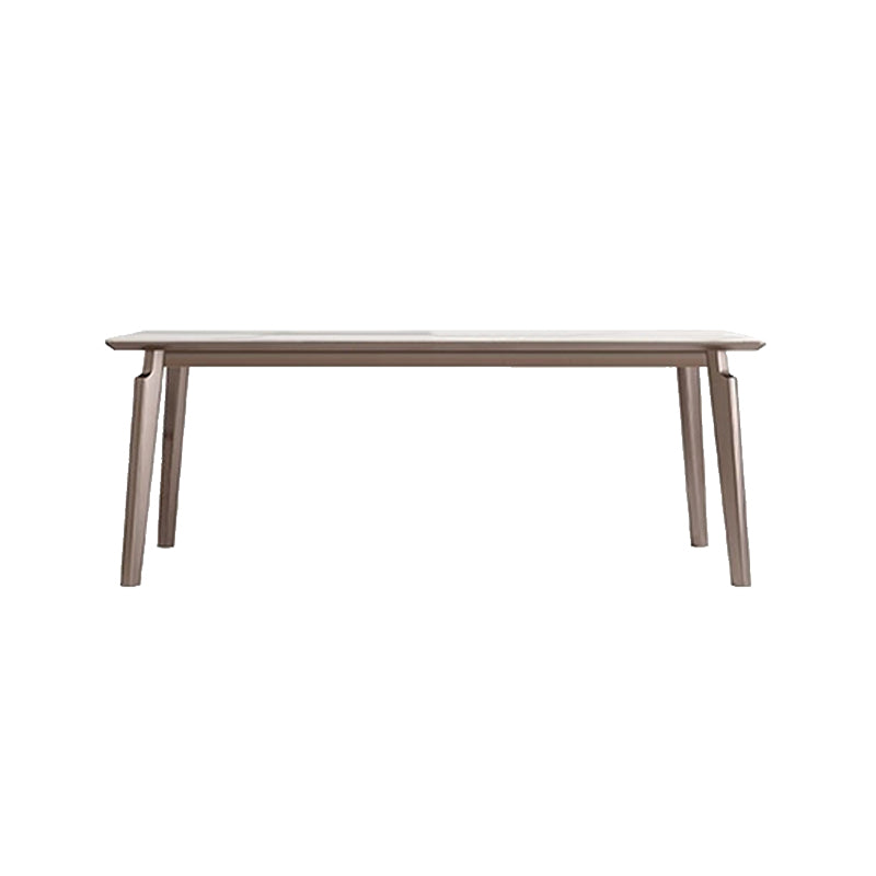 Glam Style Dinette Table Rectangle Stone Dining Room Table in White