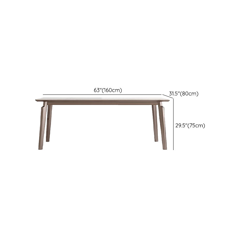 Glam Style Dinette Table Rectangle Stone Dining Room Table in White