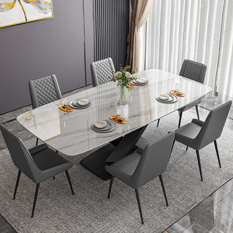 Modern Dining Table Stone Dining Room Dining Table with Metal Base