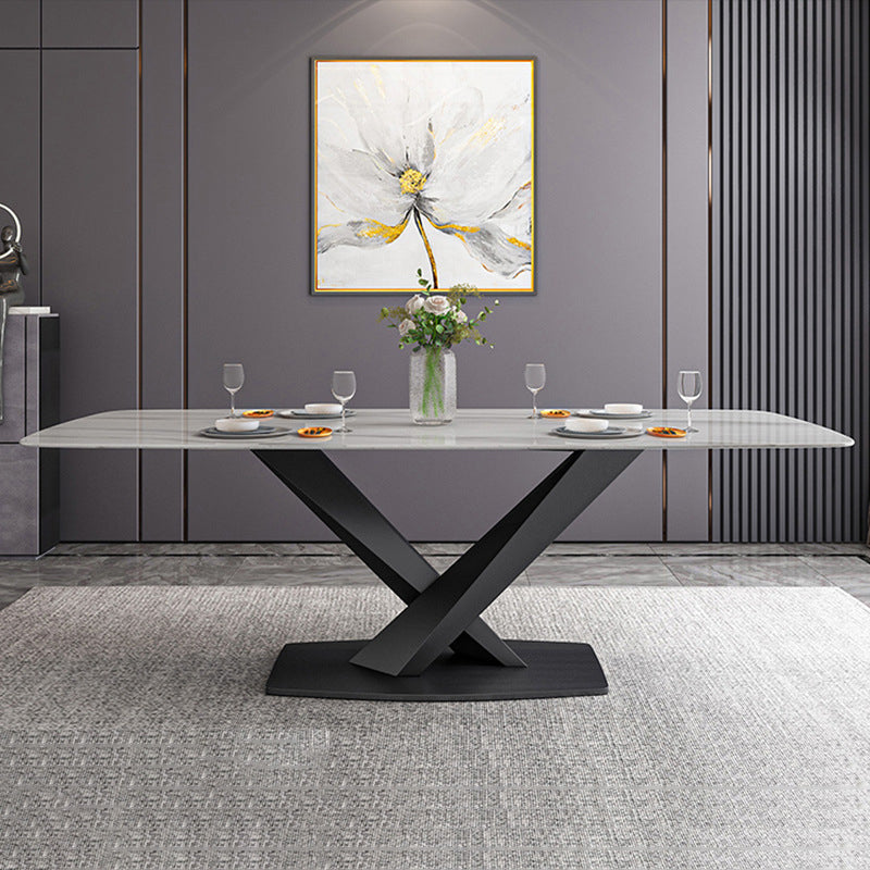 Modern Dining Table Stone Dining Room Dining Table with Metal Base
