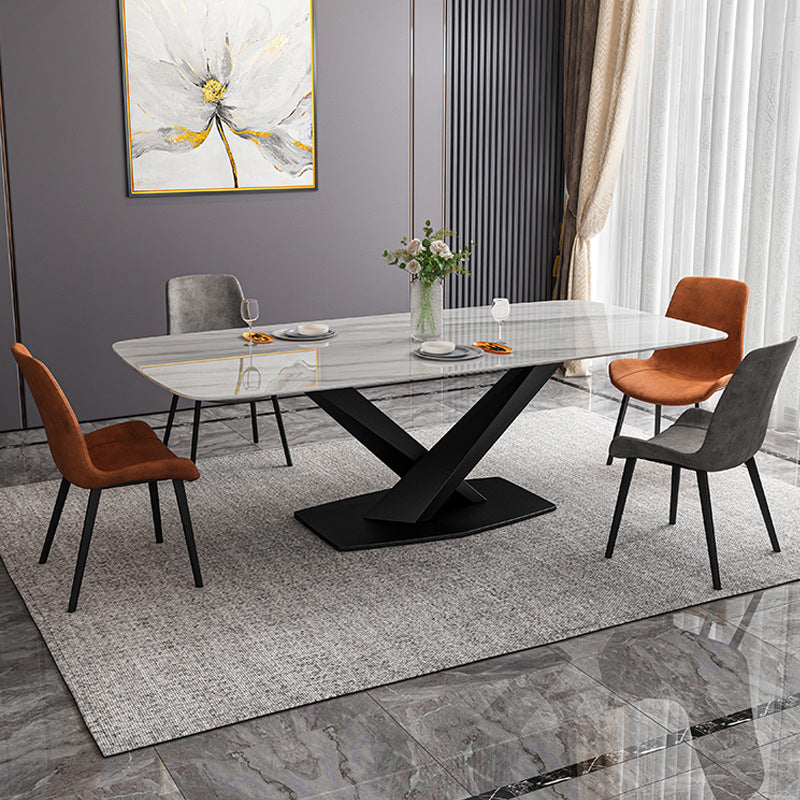 Modern Dining Table Stone Dining Room Dining Table with Metal Base