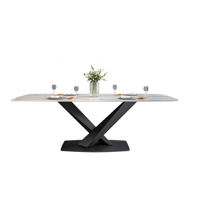 Modern Dining Table Stone Dining Room Dining Table with Metal Base