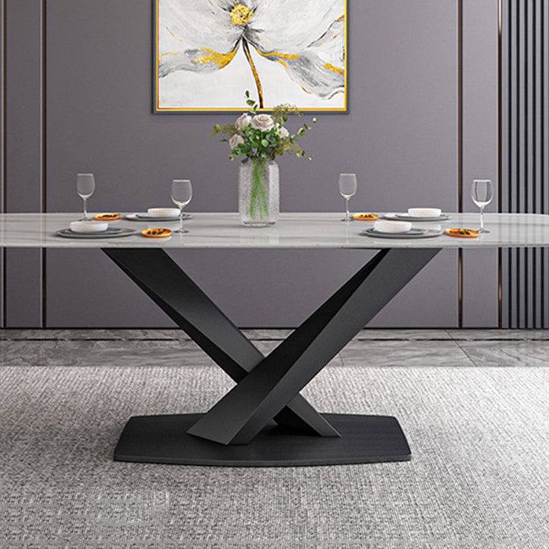 Modern Dining Table Stone Dining Room Dining Table with Metal Base