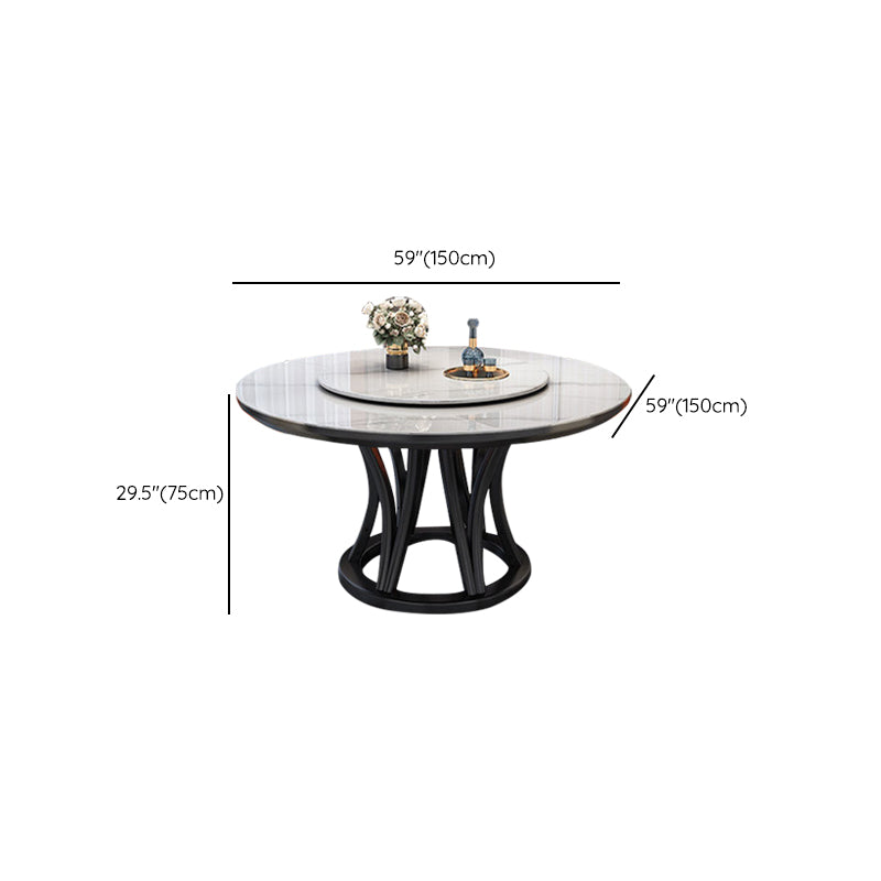 Modern Style Dining Table Round Dining Table with Turntable for Kitchen