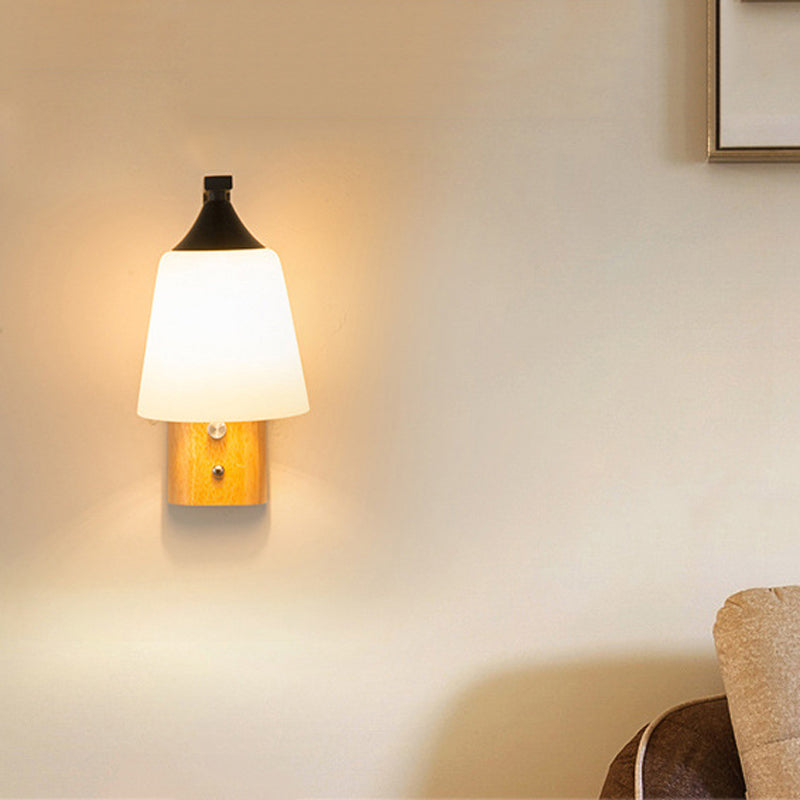 Modernist Wall Sconce Tapered Glass Sconce Lighting for Bedroom