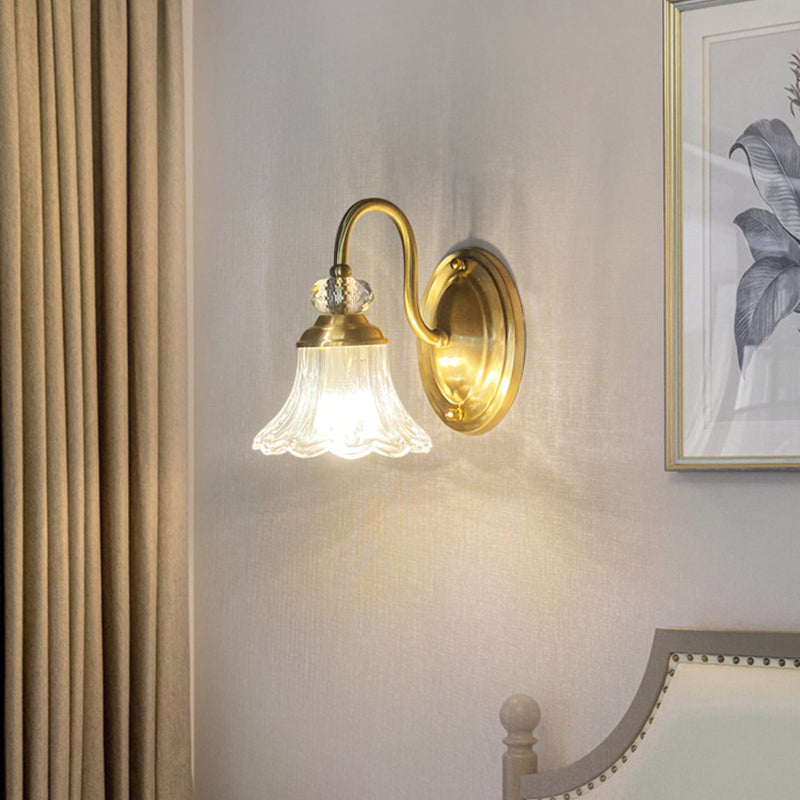 Flower Shape Crystal Wall Mount Light Modern Style Multi-Lights Wall Light Sconce in Gold