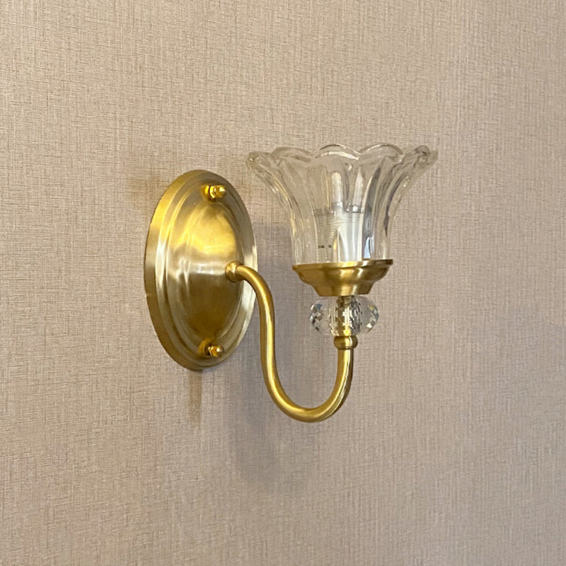 Flower Shape Crystal Wall Mount Light Modern Style Multi-Lights Wall Light Sconce in Gold