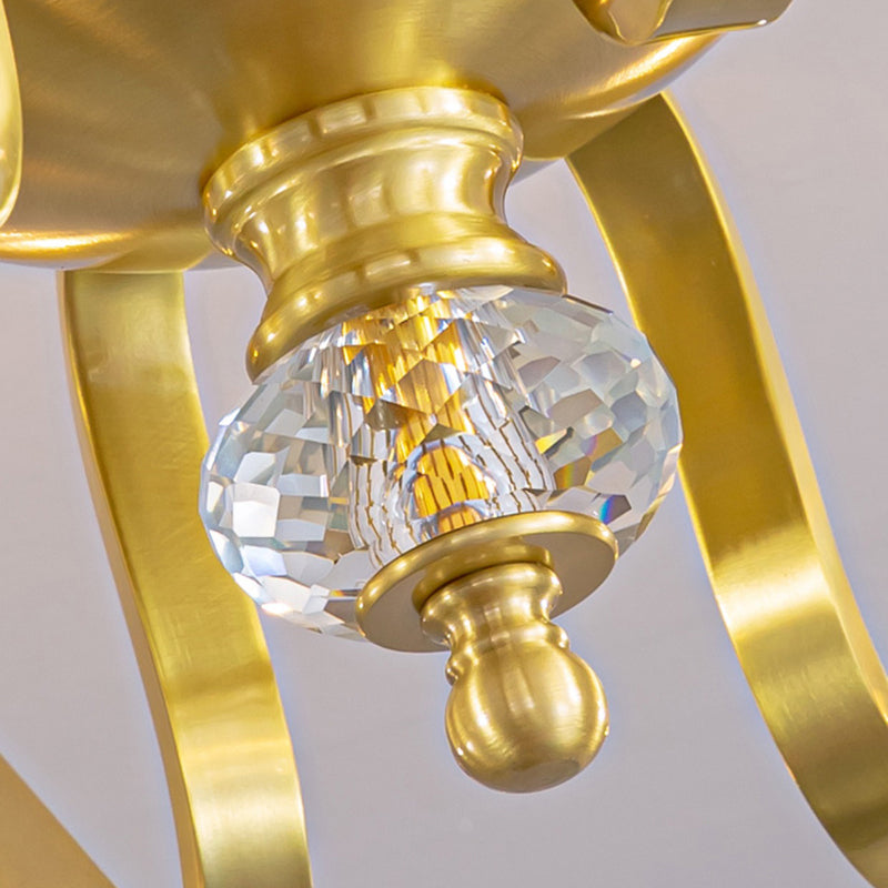 Flower Shape Crystal Wall Mount Light Modern Style Multi-Lights Wall Light Sconce in Gold