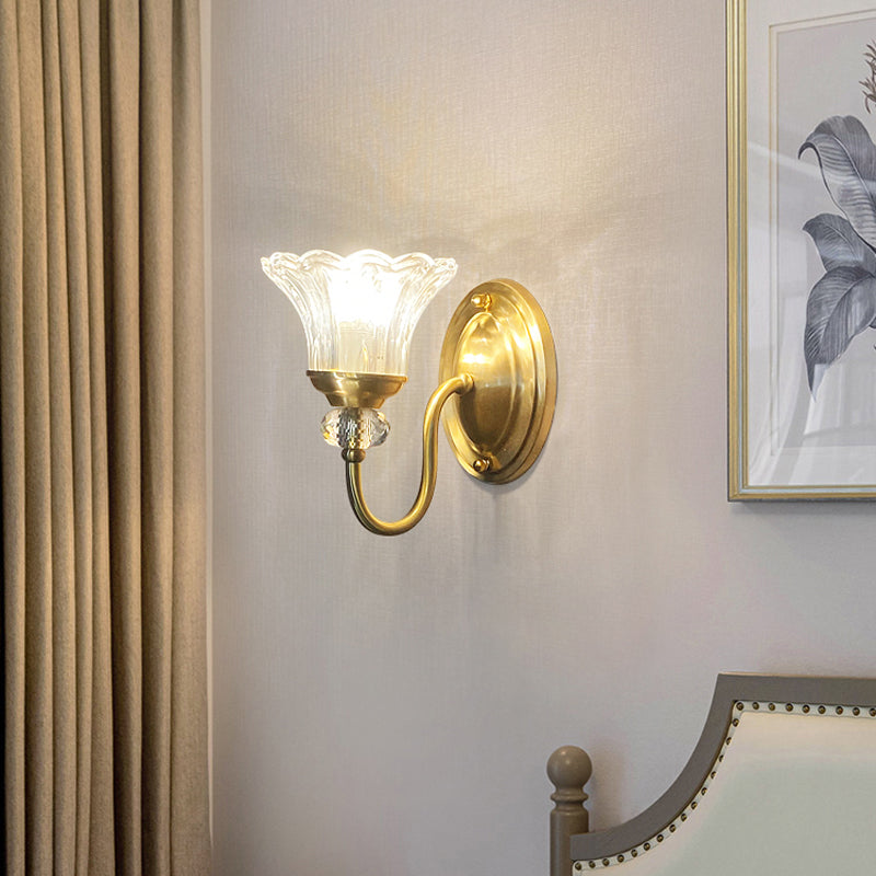 Flower Shape Crystal Wall Mount Light Modern Style Multi-Lights Wall Light Sconce in Gold