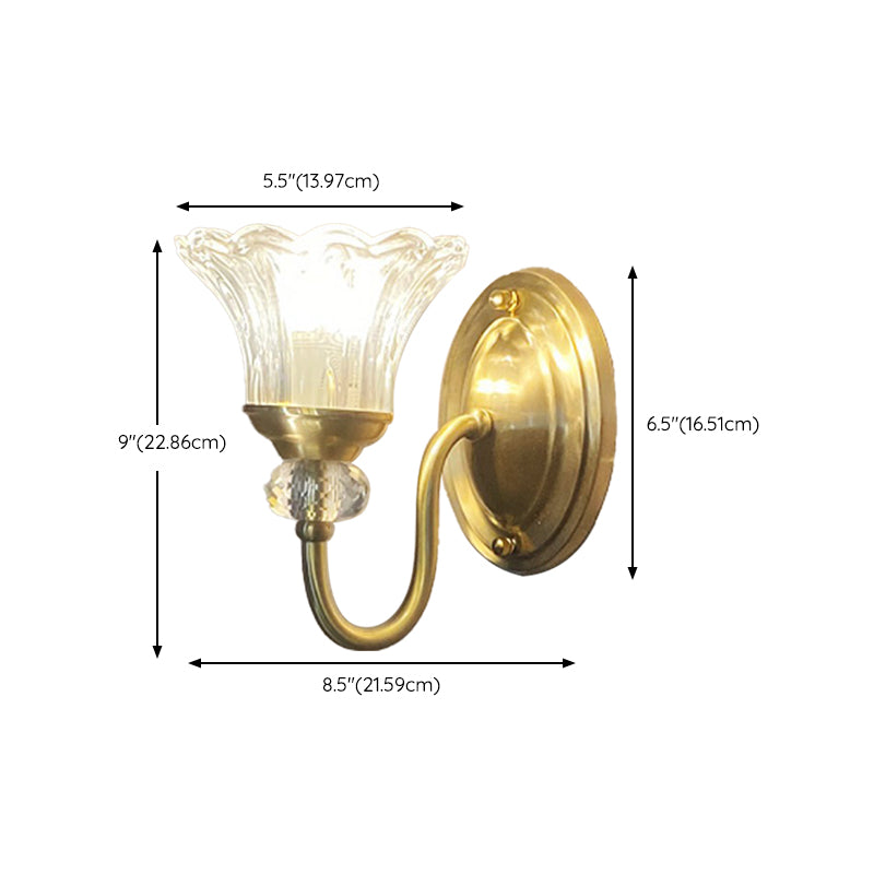 Flower Shape Crystal Wall Mount Light Modern Style Multi-Lights Wall Light Sconce in Gold