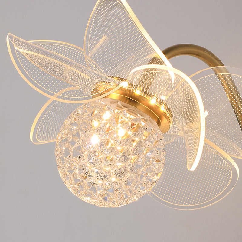 Contemporary Wall Sconce Flower Wall Light Fixture with Acrylic and Metal for Bedroom