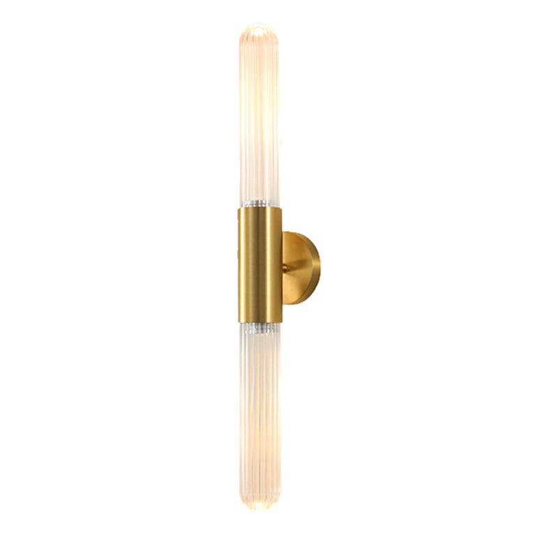 Linear Shape Metal Wall Mount Light Modern Style 2-Lights Wall Light Sconce in Gold