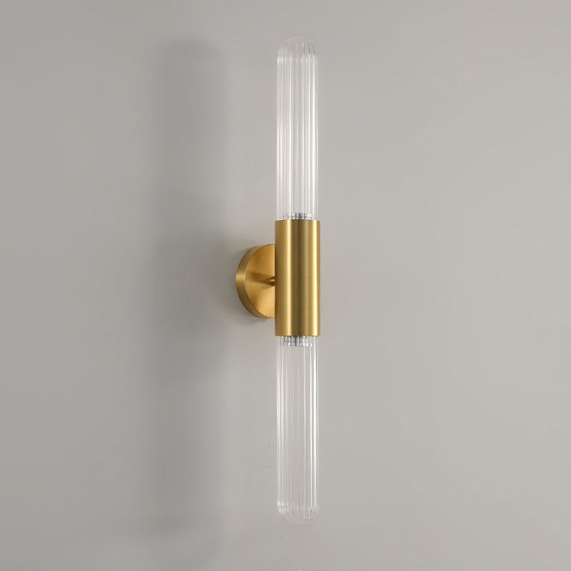 Linear Shape Metal Wall Mount Light Modern Style 2-Lights Wall Light Sconce in Gold