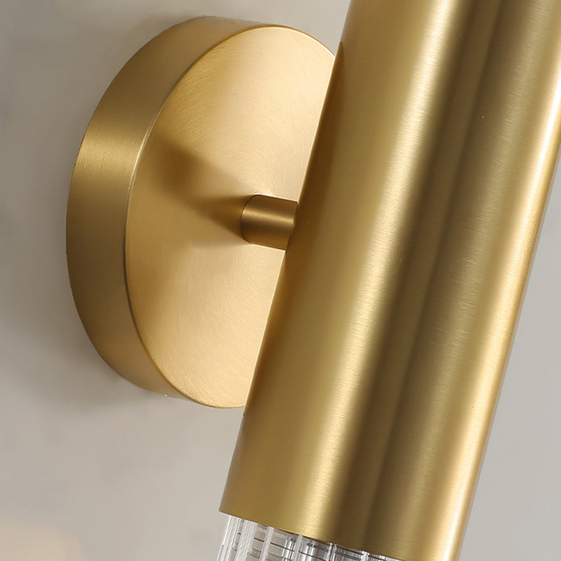 Linear Shape Metal Wall Mount Light Modern Style 2-Lights Wall Light Sconce in Gold