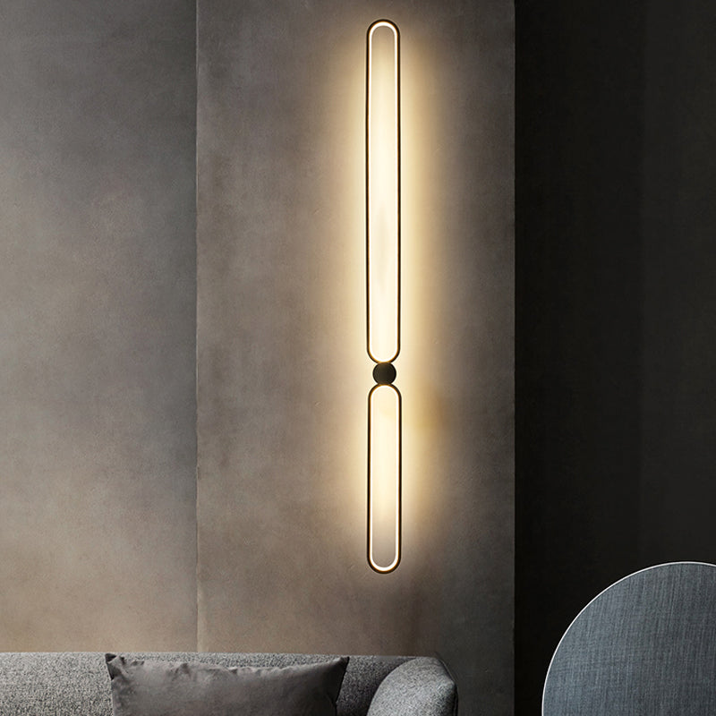 Linear Shape Metal Wall Mount Light Modern Style 2-Lights Wall Light Sconce in Black