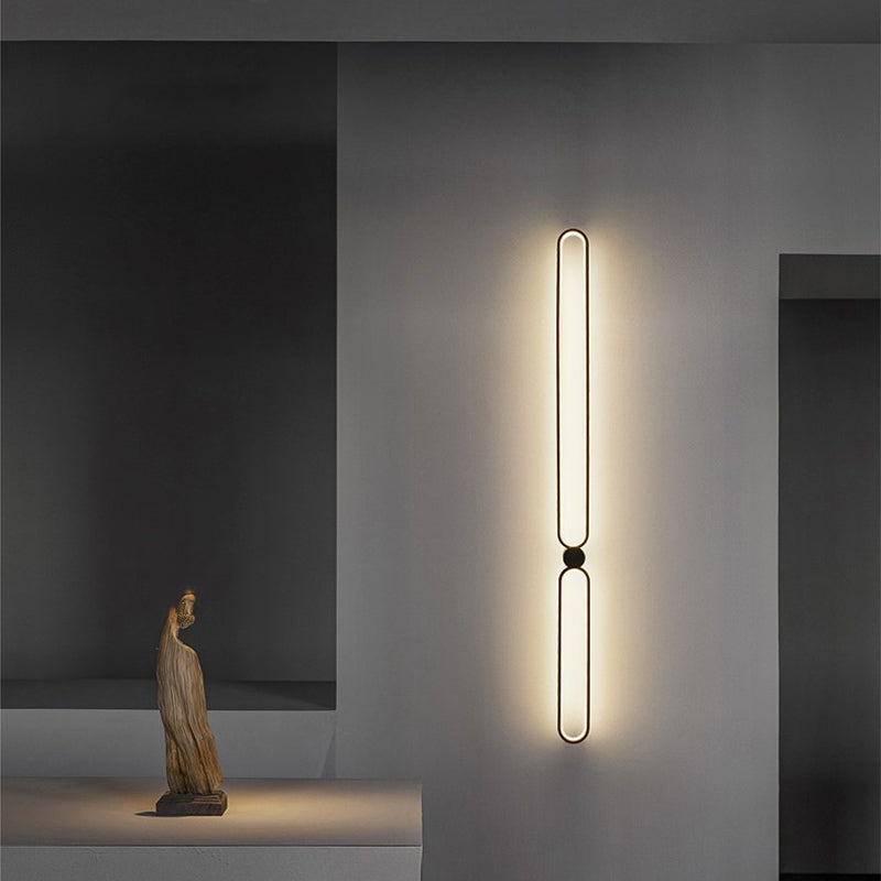 Linear Shape Metal Wall Mount Light Modern Style 2-Lights Wall Light Sconce in Black