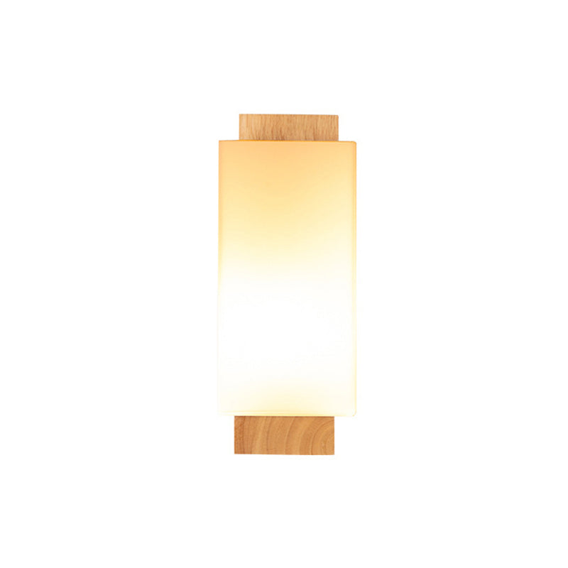 Modernist Wall Sconce Rectangular Wall Light Fixture with Wood for Living Room