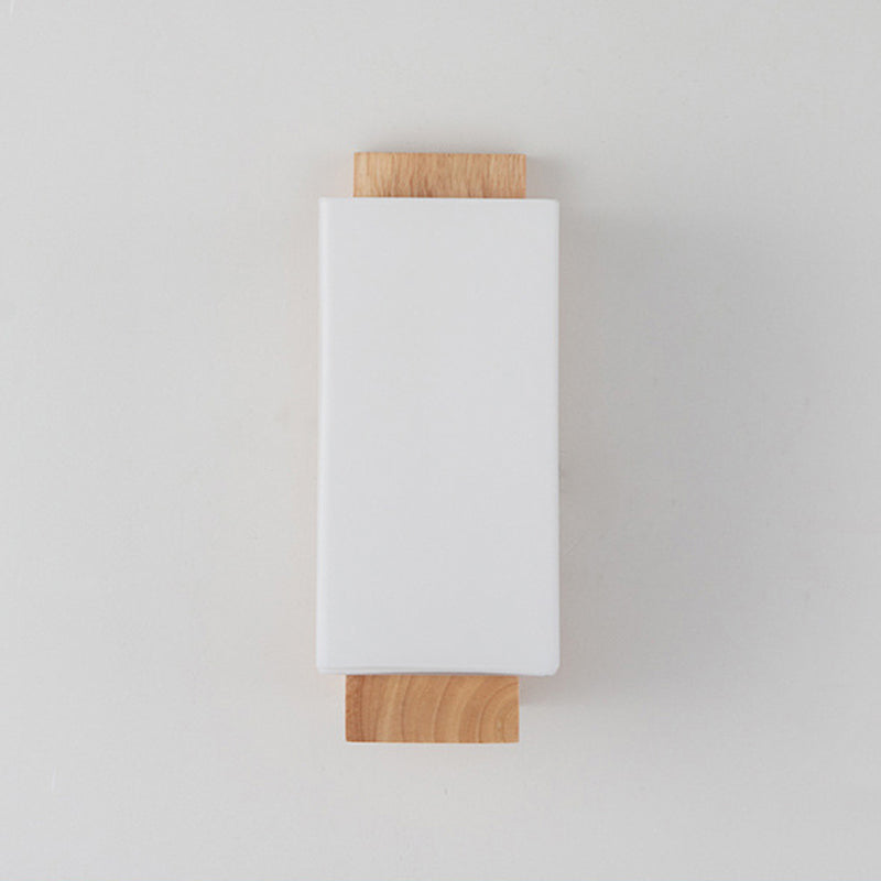 Modernist Wall Sconce Rectangular Wall Light Fixture with Wood for Living Room