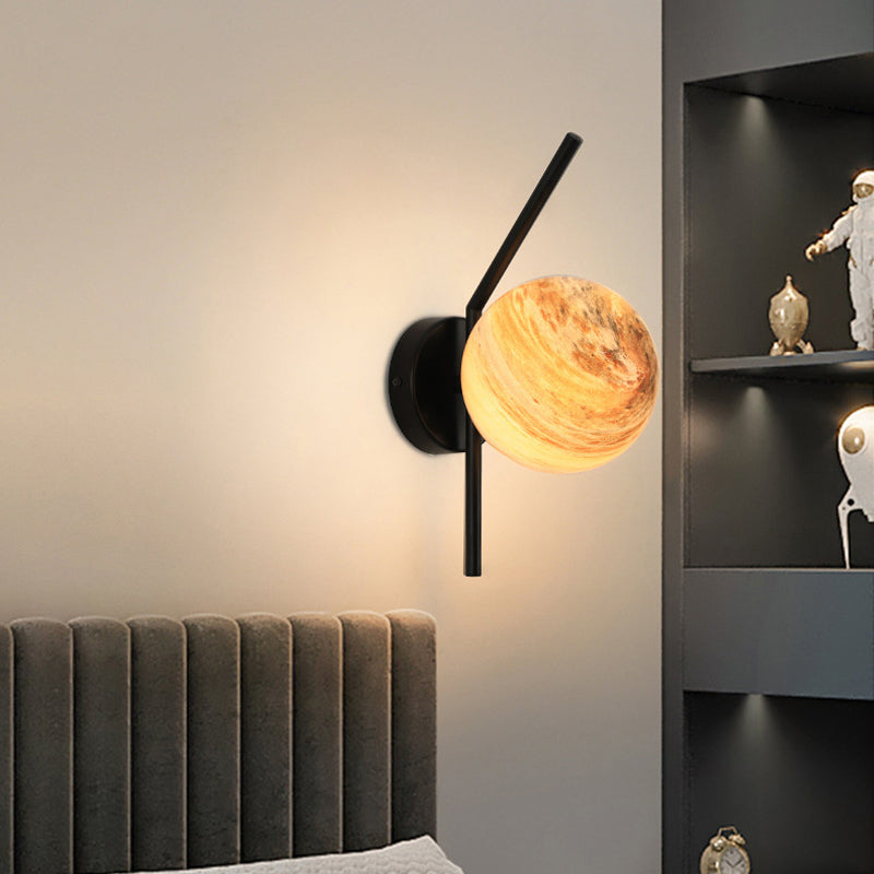 Modernist Wall Sconce Orb Glass Wall Light Fixture for Bedroom