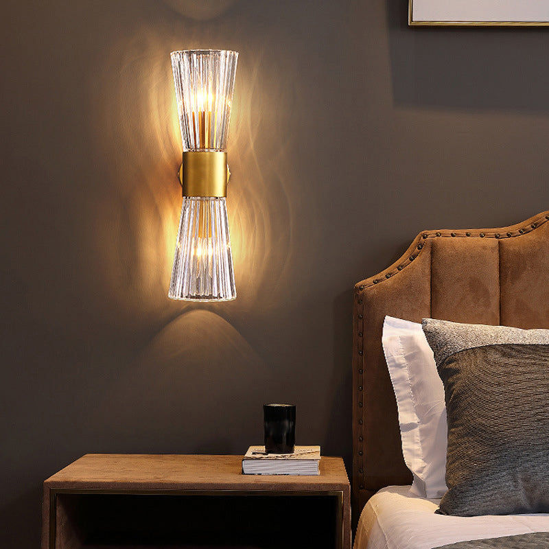 Cone Shape Crystal Wall Mount Light Modern Style 2-Lights Wall Light Sconce in Gold