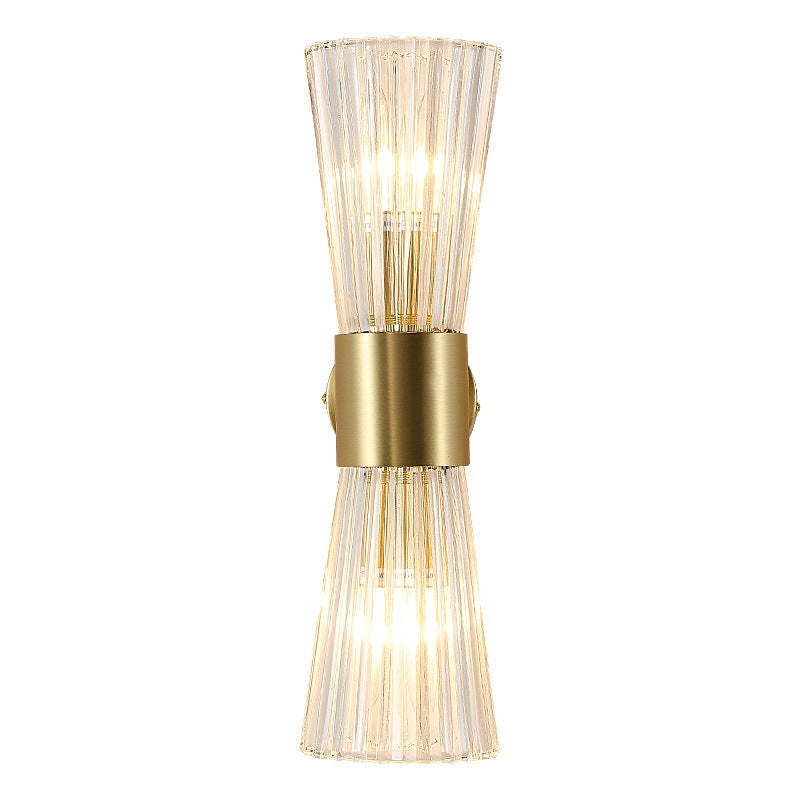 Cone Shape Crystal Wall Mount Light Modern Style 2-Lights Wall Light Sconce in Gold