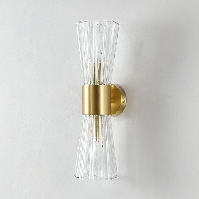 Cone Shape Crystal Wall Mount Light Modern Style 2-Lights Wall Light Sconce in Gold