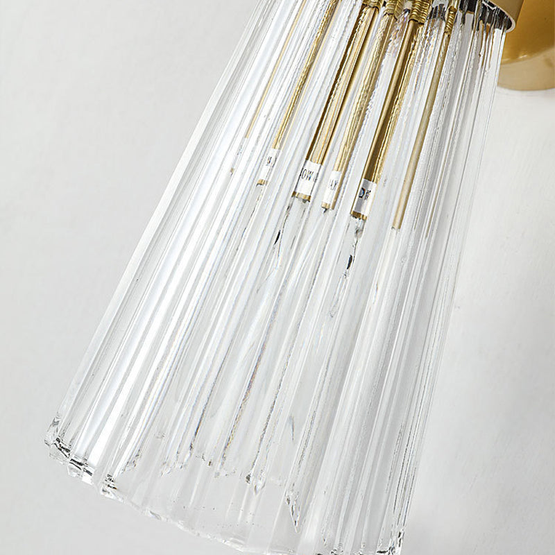 Cone Shape Crystal Wall Mount Light Modern Style 2-Lights Wall Light Sconce in Gold