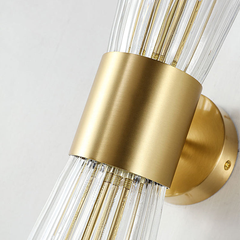 Cone Shape Crystal Wall Mount Light Modern Style 2-Lights Wall Light Sconce in Gold