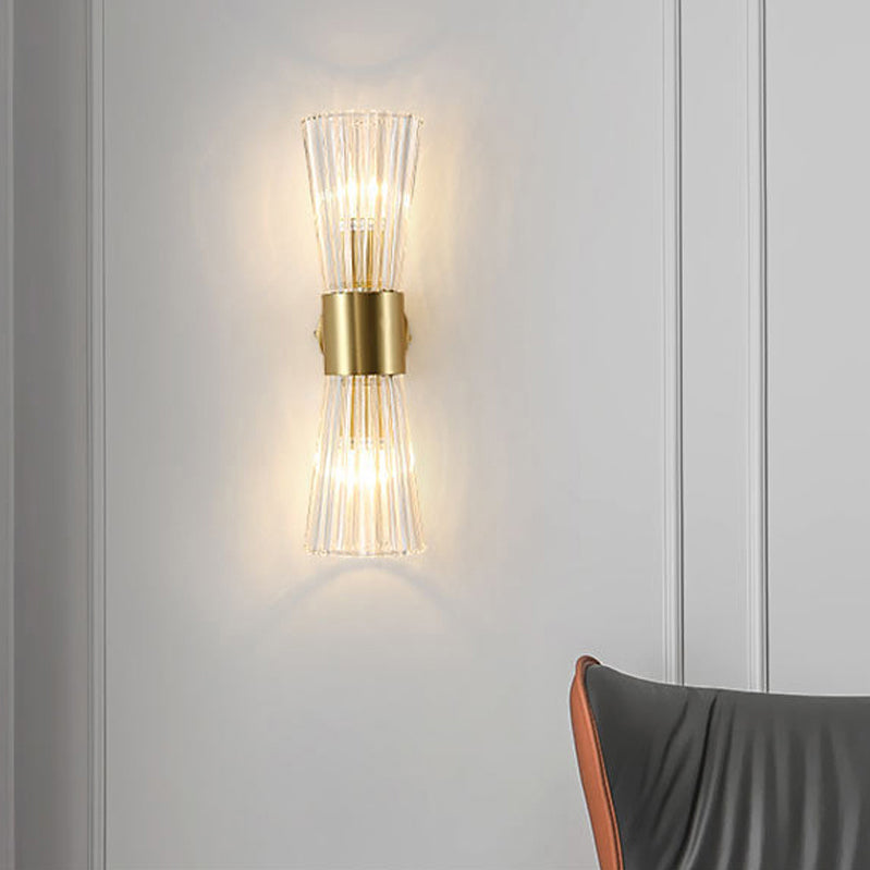 Cone Shape Crystal Wall Mount Light Modern Style 2-Lights Wall Light Sconce in Gold