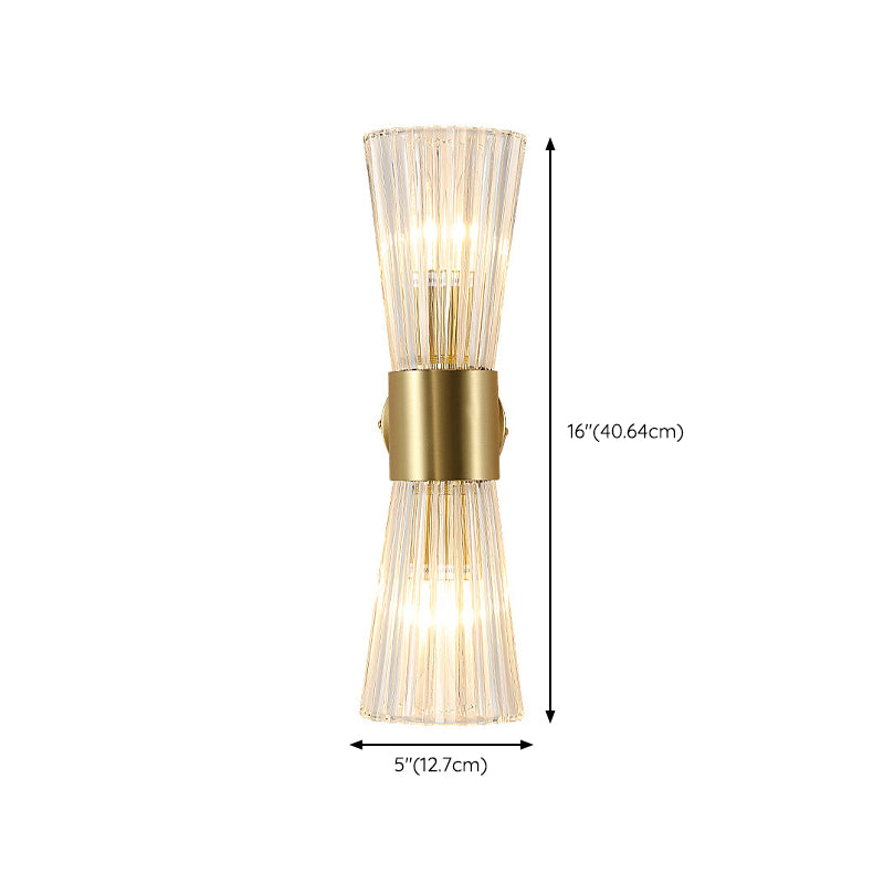 Cone Shape Crystal Wall Mount Light Modern Style 2-Lights Wall Light Sconce in Gold