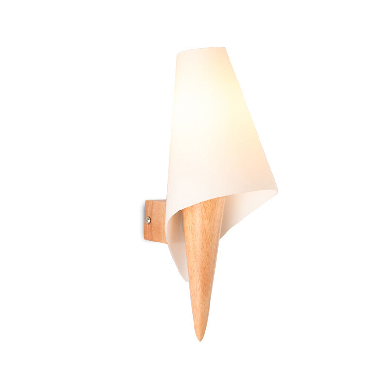 Modernist Wall Sconce Wood and Glass Wall Light Fixture for Bedroom