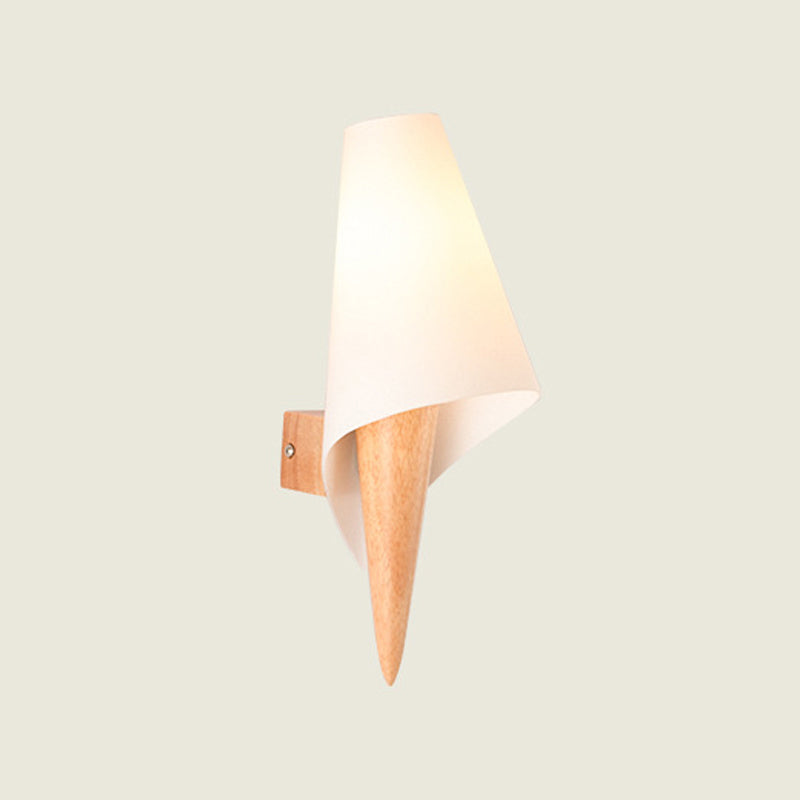 Modernist Wall Sconce Wood and Glass Wall Light Fixture for Bedroom