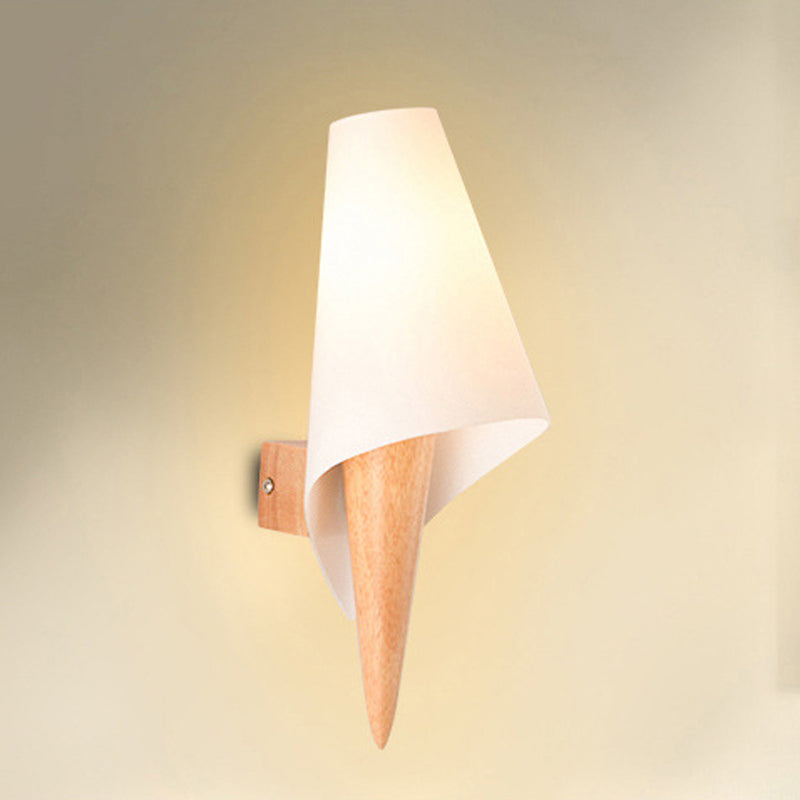 Modernist Wall Sconce Wood and Glass Wall Light Fixture for Bedroom