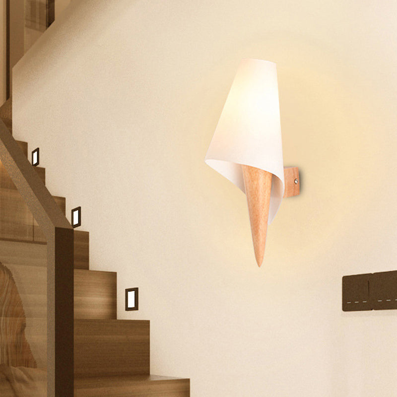 Modernist Wall Sconce Wood and Glass Wall Light Fixture for Bedroom
