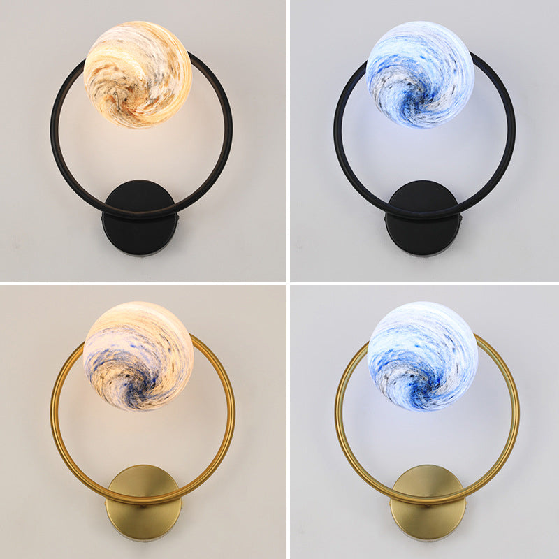 Modernist Wall Sconce Spherical Glass Wall Light Fixture for Bedroom